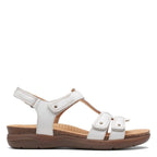 Clarks Women's April Cove Flat Sandal, White Leather, 11