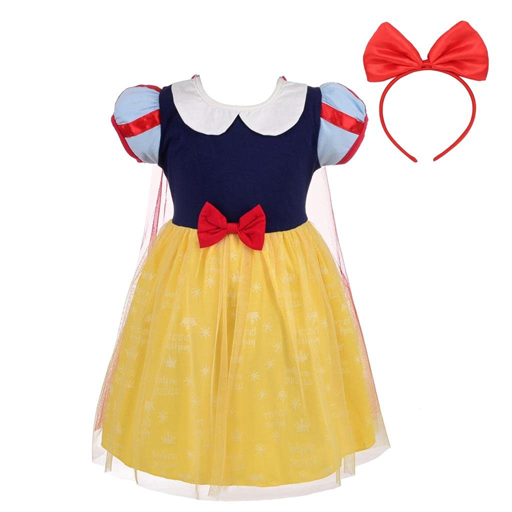Dressy Daisy Princess Dress Up Clothes Halloween Fancy Party Tulle Skirt Summer Outfit with Cape & Hair Hoop for Toddler Girls S