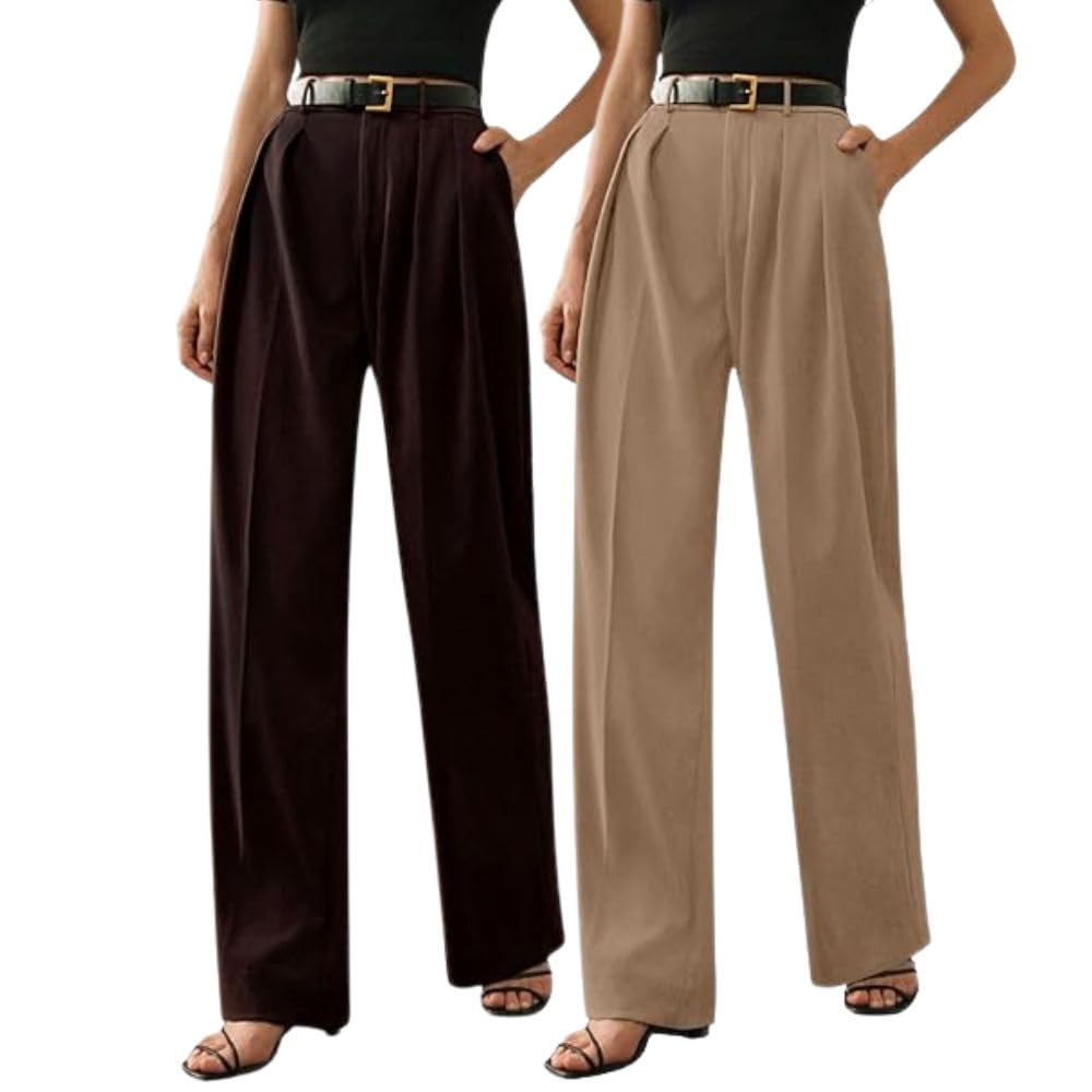 Greciilooks High Waist Cotton Trousers For Women  Flared Parachute Pants With Side Pockets | Casual Travel Cargo Pants