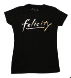 Felicity Gold Logo Junior's Black Cotton T-Shirt - X-Large