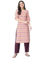 Pinkmint Kurta Set for Women Cotton Printed Straight Kurta with Pant (Pack of 1)