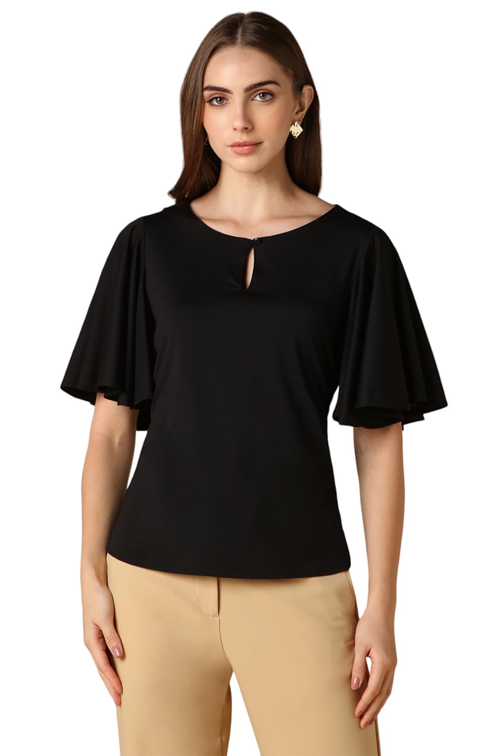 Allen Solly Women Regular Fit Solid Formal Half Sleeve Short Sleeve Top