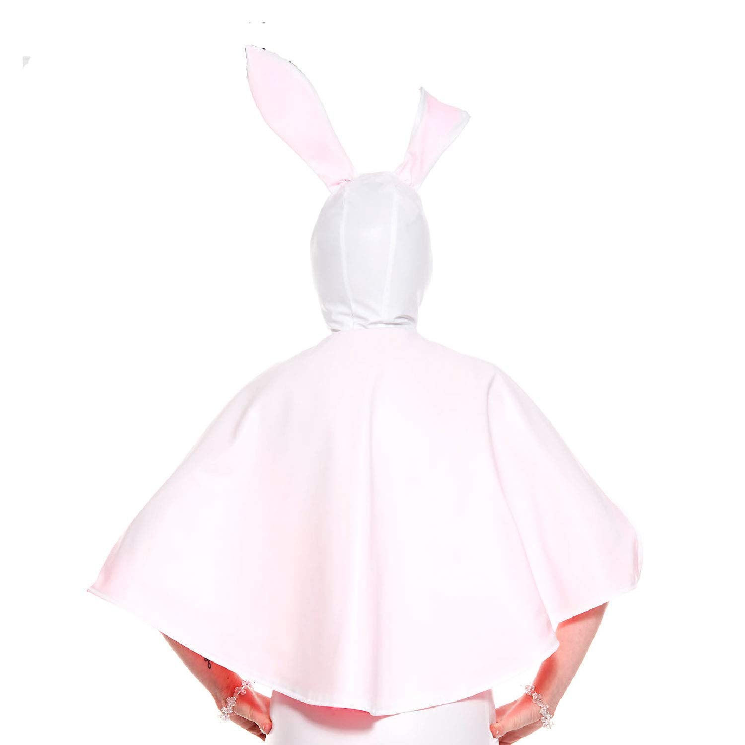 Music Legs 70665 White & Pink Wet Look Hooded Bunny Cape