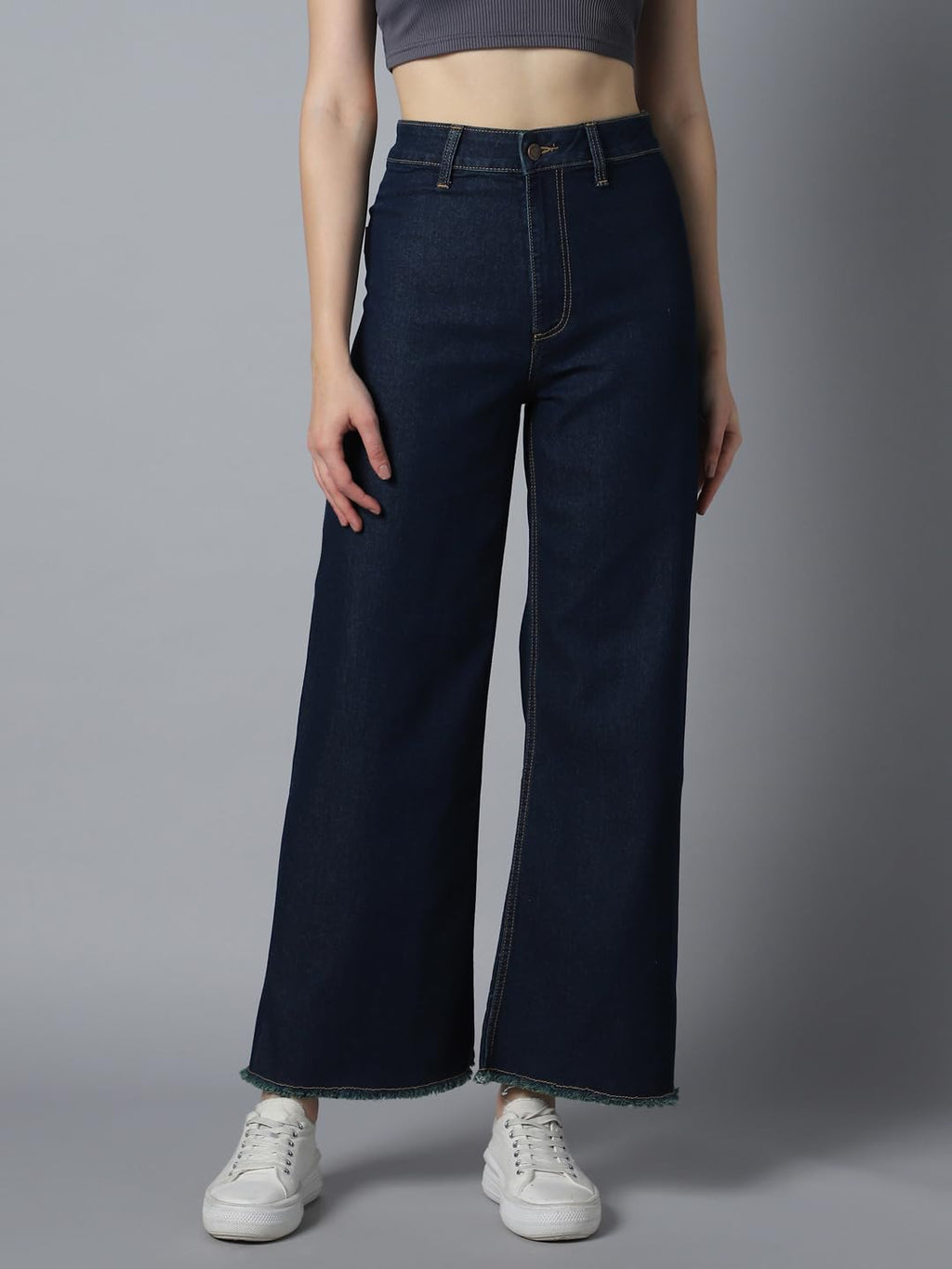 High Star Women 90S Straight Fit High-Rise Clean Look Stretchable Jeans