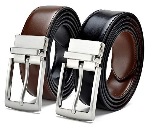 Veteran Reversible Pu Leather Belt, Turn To Switch Color, Black And Brown Formal Casual Belt For Men Two In One Belt(VBelt057B 30