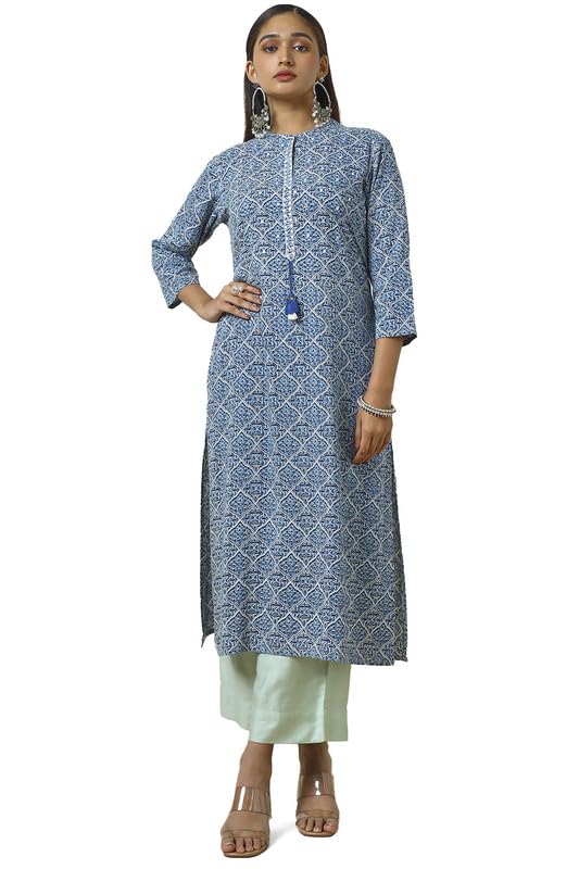 Soch Women Rayon Abstract Print Kurta with Faux Mirror