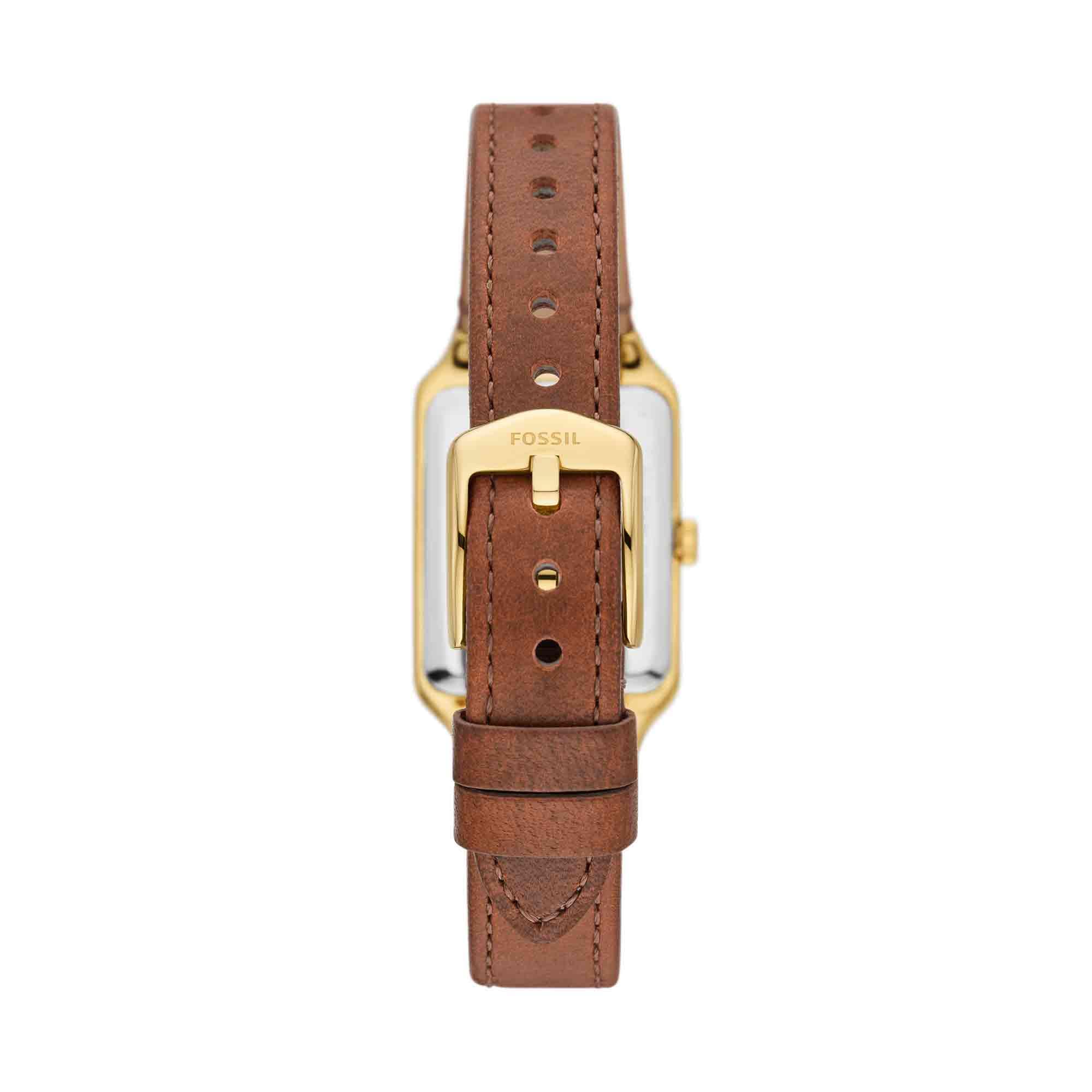 Fossil Women's Raquel Quartz Stainless Steel and Leather Three-Hand Watch, Color: Gold, Brown (Model: ES5303)