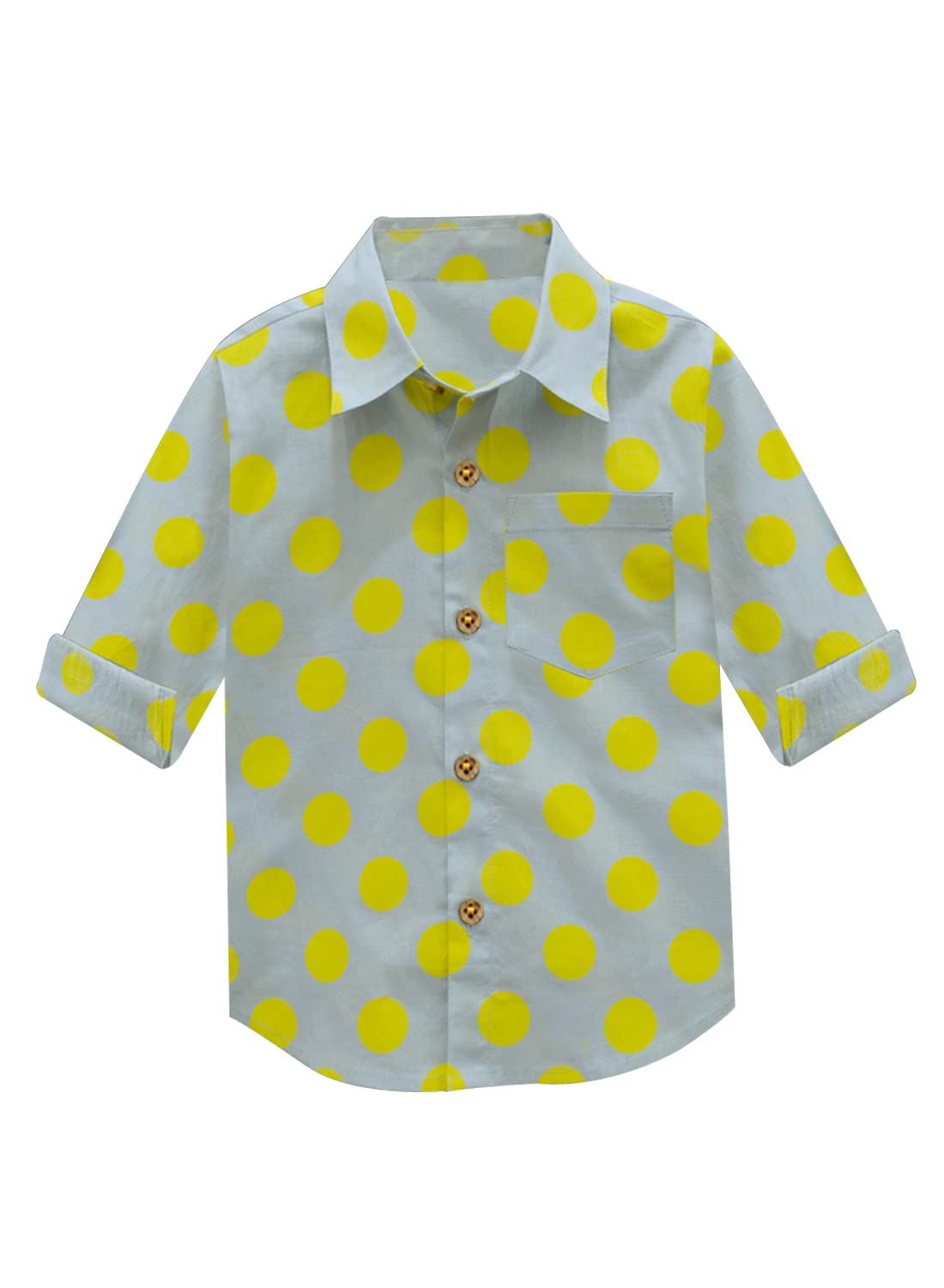 A.T.U.N. (ALL THINGS UBER NICE) Boys Printed Full Sleeve Collar Neck Casual Shirt Blue-Yellow