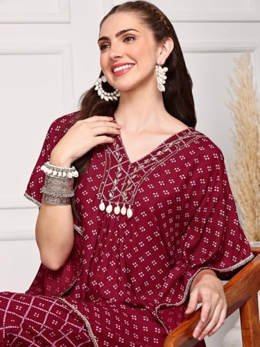 Ishin Women Maroon 2 Pcs Set (Kurta With Bottom)