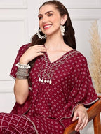 Ishin Women Maroon 2 Pcs Set (Kurta With Bottom)
