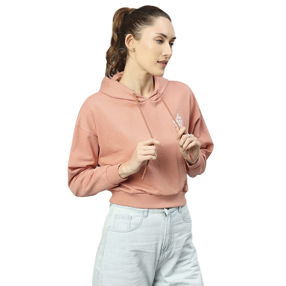 Hubberholme WomenS Winter Wear Cotton Blend Hooded Sweatshirt Pullover Hoodie (Light Pink)
