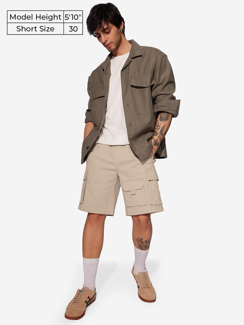 The Souled Store Solids: Beige Men and Boys Cargo Short