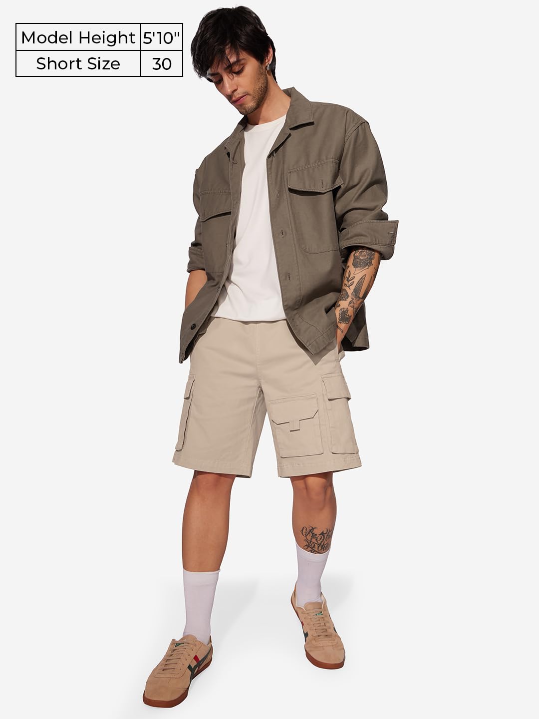 The Souled Store Solids: Beige Men and Boys Cargo Short