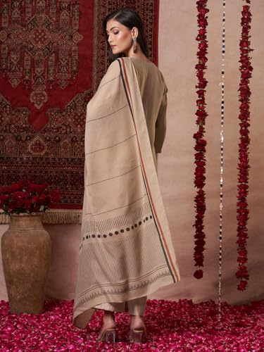 ANNI DESIGNER Womens Rayon Viscose Solid Straight Kurta with Pant & Dupatta (Raja Saab Beige-VKS14_3XL_Beige_XXX-Large)
