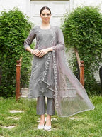 Womanista Women'S Silk Blend Cording Embroidered Kurta Pant With Dupatta Set (Kurtaset_1309)