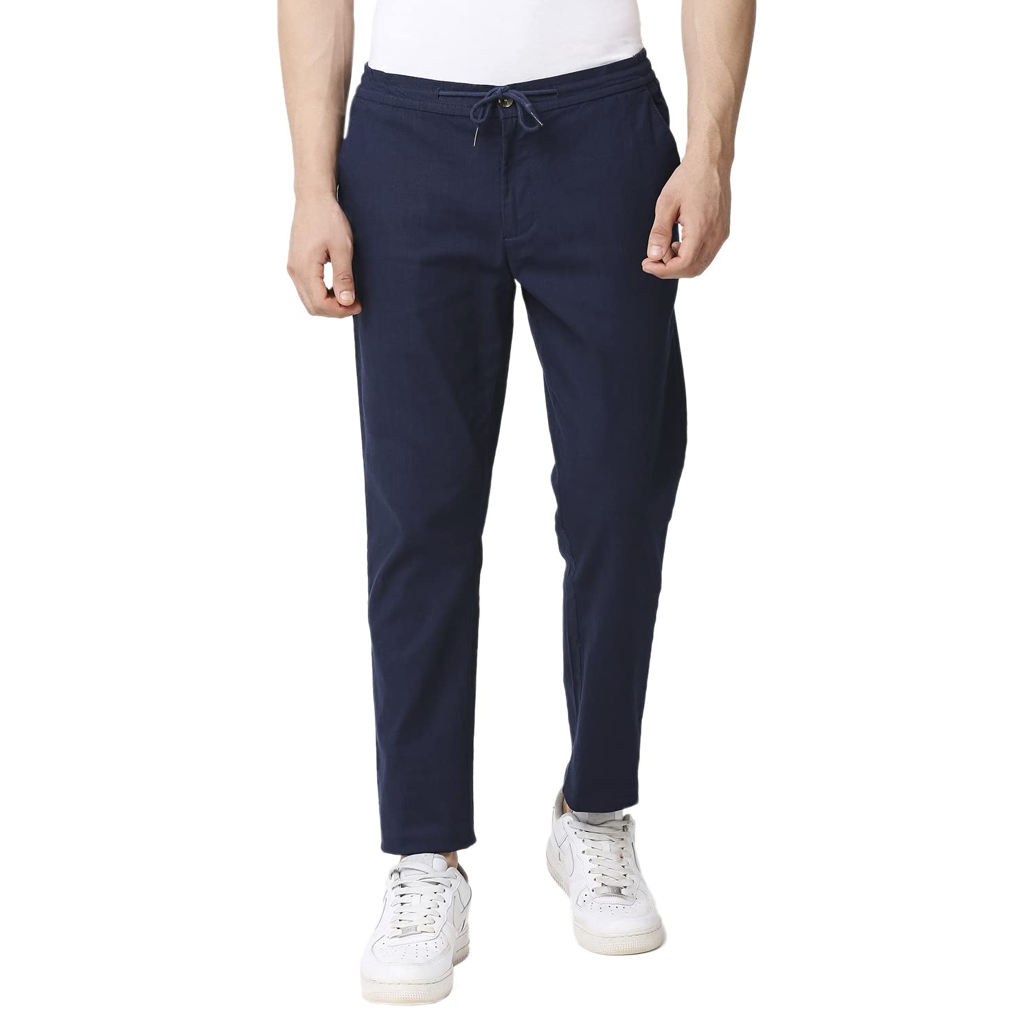 Thomas Scott Mens | Comfort | Slim Fit | Mid-Rise | Drawstring Closure | Solid | 4 Pockets | Woven | Chinos | Trouser (CCBT07_B