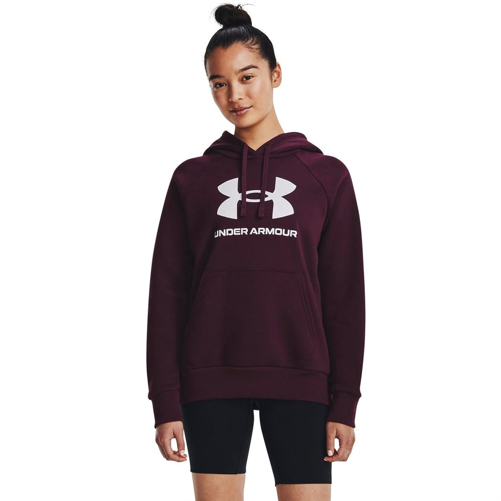 Under Armour Womens Rival Fleece Big Logo Hoodie, (600) Dark Maroon / / White, X-Small