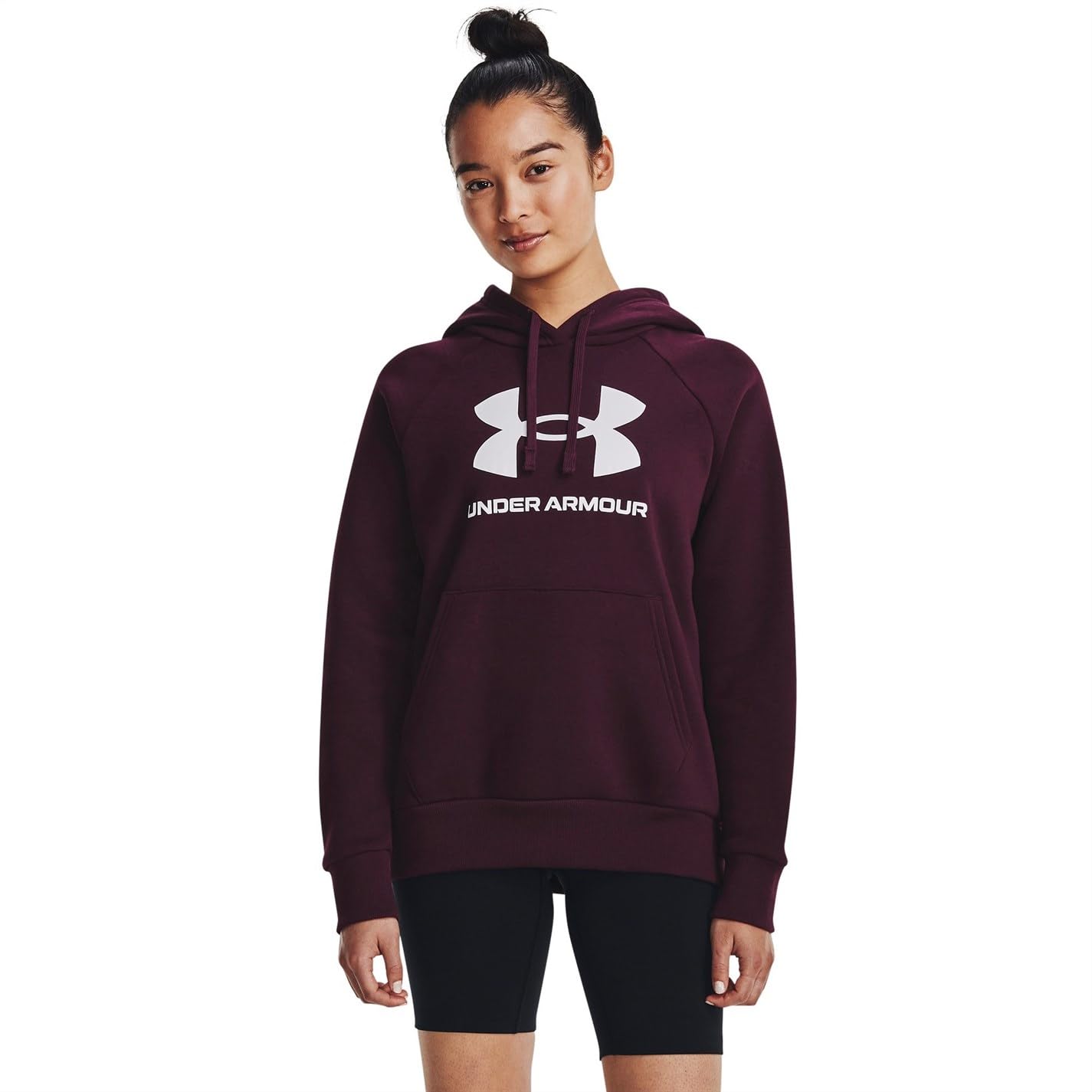 Under Armour Womens Rival Fleece Big Logo Hoodie, (600) Dark Maroon / / White, X-Small
