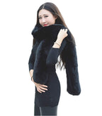 LDFWAY Long Men Women Faux Fur Collar Winter Warm Wrap Stole Scarf Shawl Shrug (Black)