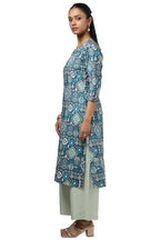 Soch Womens Navy Blue Rayon Ethnic Motifs Kurta