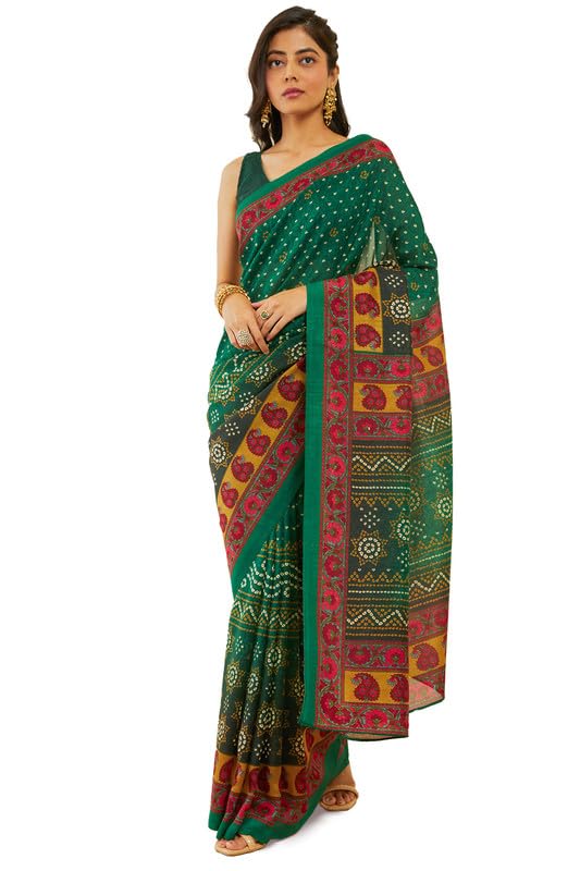Soch Women Bandhani Print Art Silk Saree