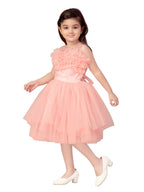 Aarika Girls Nylon Fit and Flare Knee-Length Dress (FK-1655_Peach