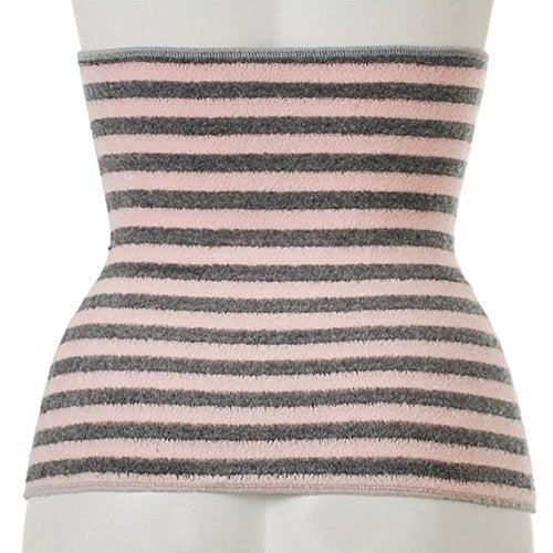 Binchotan Haramaki Body Warmer Belt Japan Bico Stripes Light Grey Baby Pink
