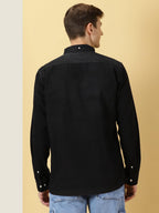 Thomas Scott Mens | Full Sleeve | Solid | Slim Fit | 100% Cotton | Spread Collar | Casual Shirts (Available in Plus Size) (Black