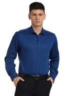Turtle Men 100% Cotton Regular Fit Dobby Print Blue Formal Shirt