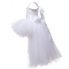 HJTT White Tutu Dress for Girls Wedding Party Tulle Princess Dresses Toddler Birthday Gift Kids Christmas Halloween Costume (Whi