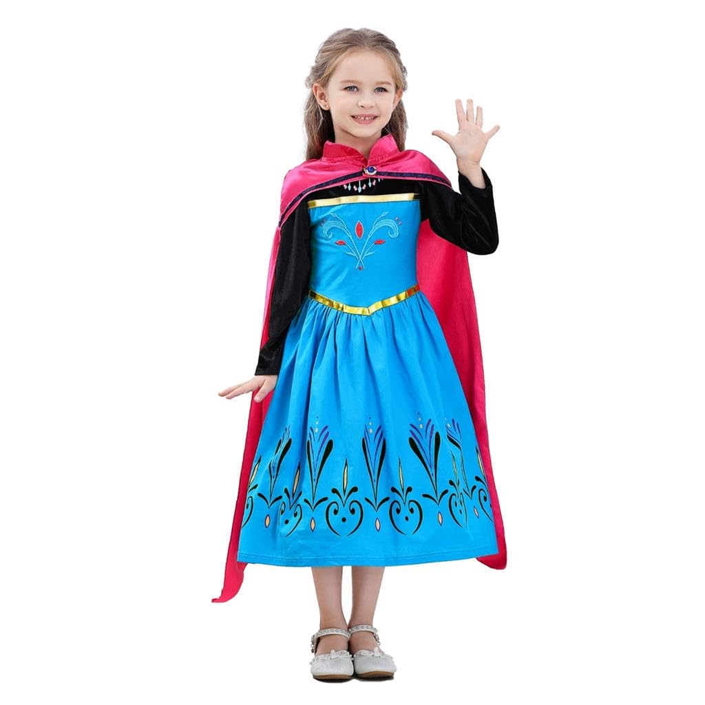 Dressy Daisy Toddler Girls Ice Princess Snow Queen Coronation Dress Up Costume with Cape Halloween Christmas Party Outfit Size 5