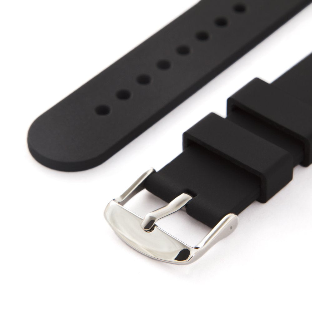 Archer Watch Straps - Silicone Quick Release Soft Rubber Replacement Watch Bands (Black, 24mm)