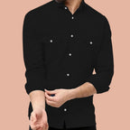 Rebelify Double Pocket MenS Casual Shirt - Regular Fit, Solid Spread Collar, Versatile Everyday Wear, Comfortable And Stylish De