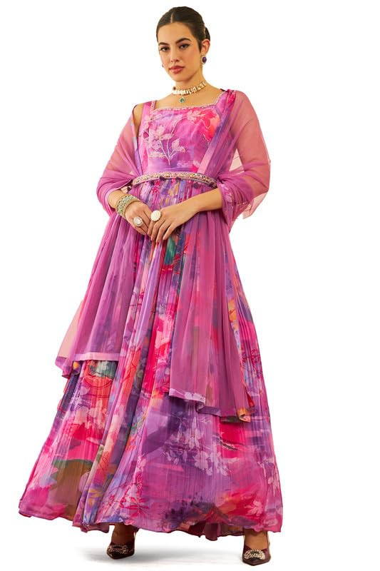 Soch Women Floral Printed Ethnic Gown with Dupatta