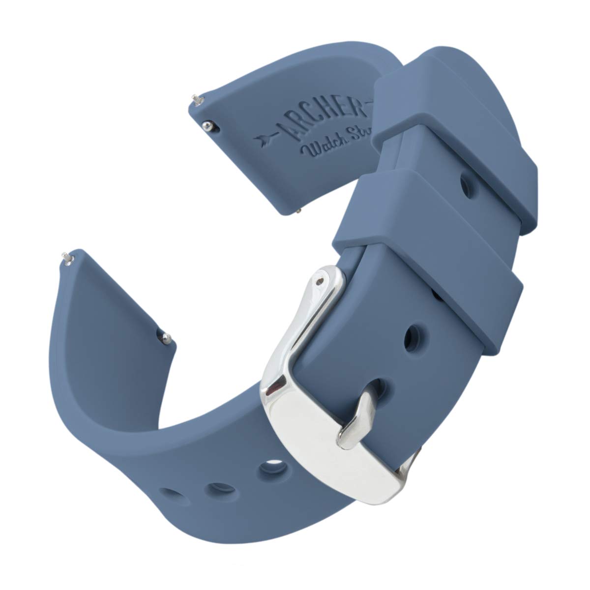 Archer Watch Straps - Silicone Quick Release Soft Rubber Replacement Watch Bands (Steel Blue, 18mm)