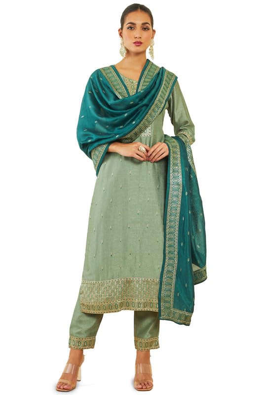 Soch Women Viscose Blend Suit Set with Embroidery and Sequins