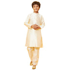 Bon Organik Off-White Silk Kurta With Pajama Set For Boy