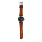 Diesel Armbar Stainless Steel and Leather Three-Hand Analog Men's Watch, Color: Gunmetal, Brown (Model: DZ1784)