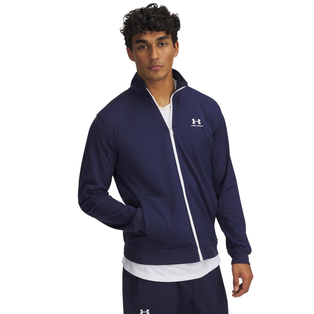 Under Armour Men's Sportstyle Tricot Jacket, (410) Midnight Navy / / White, 4X-Large Tall