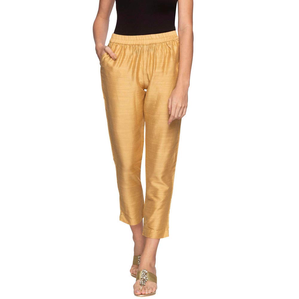 Aurelia Womens Regular Fit Rayon Pants (19CRA60104-700915_Gold_XX-Large_Gold_2XL)