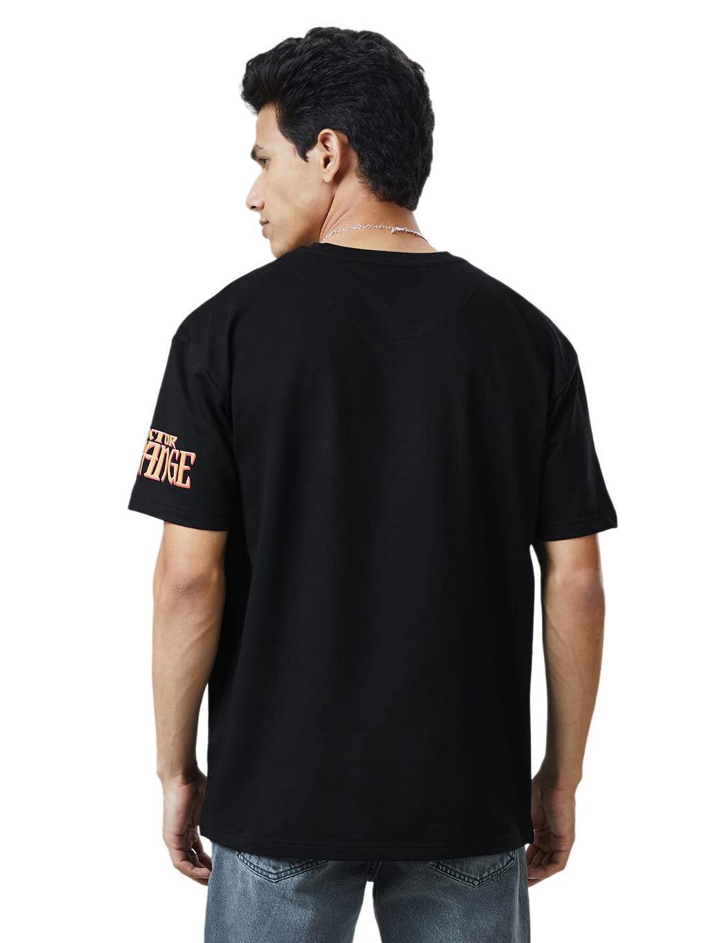 The Souled Store Men Official Doctor Strange Tao Mandalas (Glow In The Dark) Black Printed Oversized T-Shirts