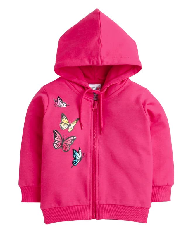 BUMZEE Pink Girls Full Sleeves Hooded Sweatshirt Age - 6-12 Months