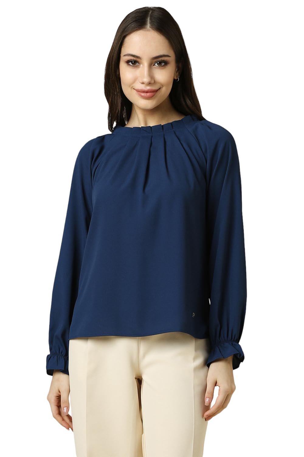 Allen Solly Women Solid Casual Round Neck T-Shirt