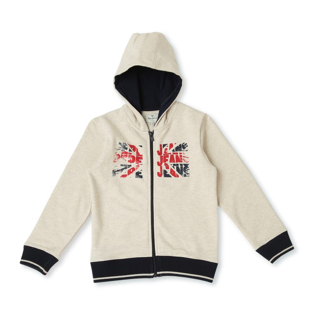 Pepe Jeans BoyS Cotton Blend Hooded Neck Sweatshirt (Pb581461_Oat Melange_4)