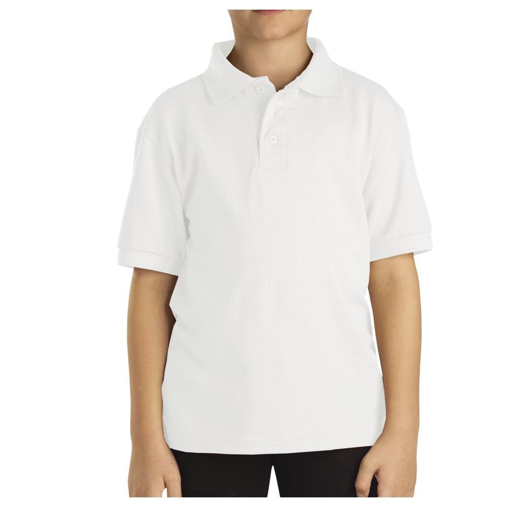 Dickies Big Boys' Short Sleeve Pique Polo Shirt, White, Small (8)