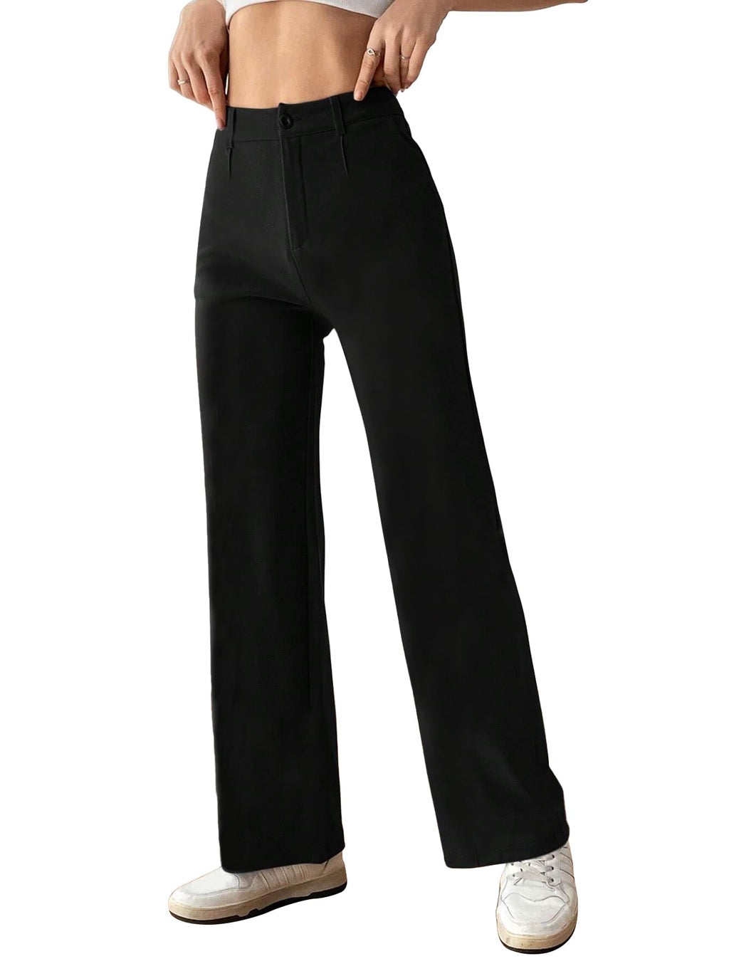 Toochki Womens High-Waisted Pant |Bell Bottom Trendy Retro-Chic Trousers - Perfect for Every Occasion Black