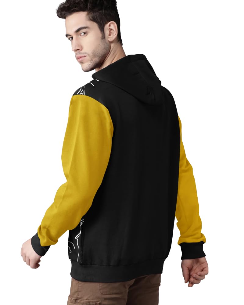 Noble Monk MenS Printed Cotton Blend Hooded Neck Sweatshirt | Full Sleeves | Casual Hoodie For Men