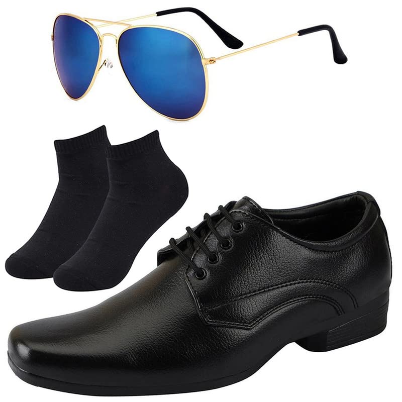 Vitoria l Men Black Lace Formal Shoes with Black Socks & Blue Gold Avter/9 9