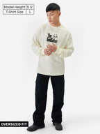 The Souled Store Official The Godfather: Honor Men and Boys Round Neck Long Sleeve White Graphic Printed Oversized Fit T-Shirts