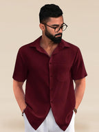 Tee Projekt Textured Shirts for Men || Casual Shirt for Men || Comfortable and Stylish for Every Wardrobe Maroon